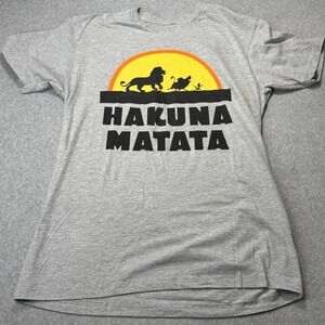 Disney Lion King Hakuna Matata Graphic T-Shirt Mens Large Gray Short Sleeve